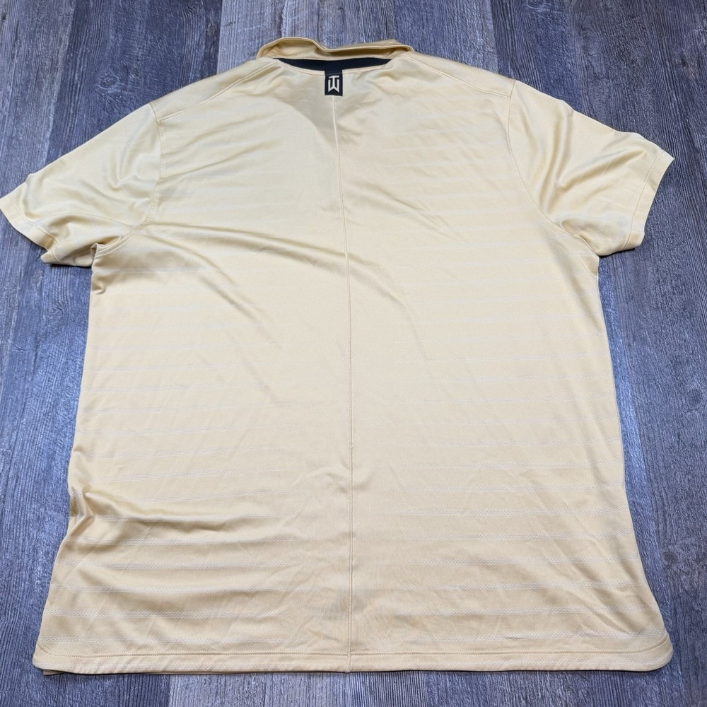 Nike Tiger Woods Dri-FIT Golf Polo Shirt Mens XL Yellow Striped Standard Fit - Picture 6 of 11